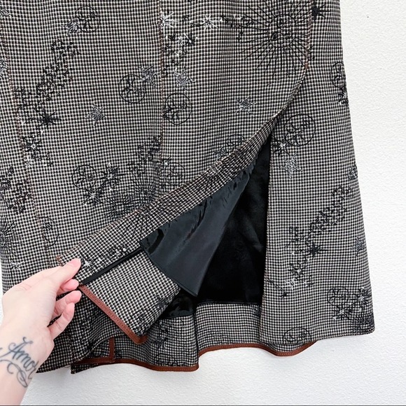 Obzee Japanese Brand Gingham Embroidered Celestial Stars Moons Midi Skirt Small - Picture 7 of 11